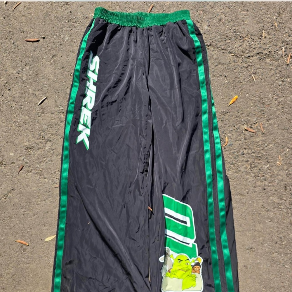 Vintage y2k Shrek Black and Green Track Pants